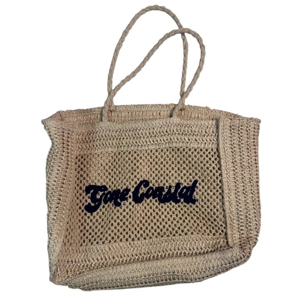 Gone Coastal Raffia Beach Tote Bag Nautical A New Day - Picture 2 of 6